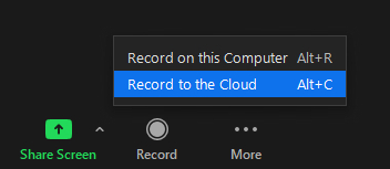 Prompt: record on this computer, record on cloud.