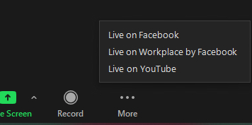 Prompt: Live on Facebook, Live on Workplace by Facebook, Live on Youtube.