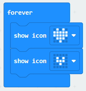 Block forever, show icon (stort hjärta), show icon (litet hjärta).