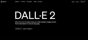 AI-programmet Dall-E 2:s startsida.