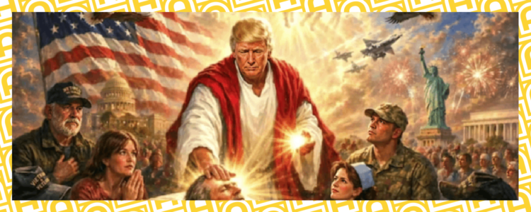 Donald Trump som jesus-figur.